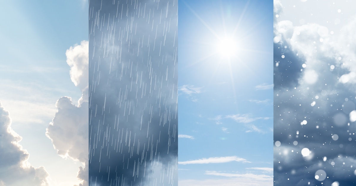 A side-by-side view of weather changing across four seasons shows how temperature and conditions shift throughout the year.